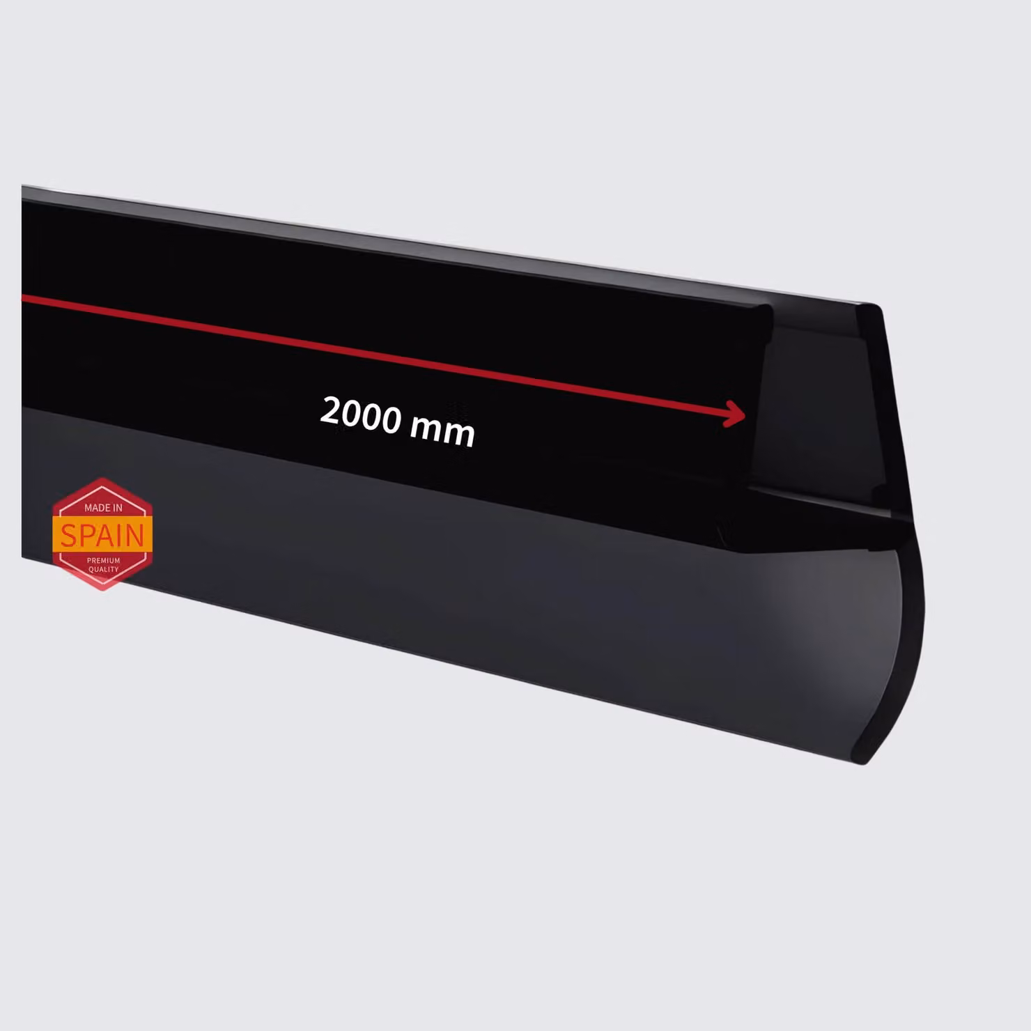Guarnizione per doccia angolare con labbro laterale - 200 cm, PVC nero