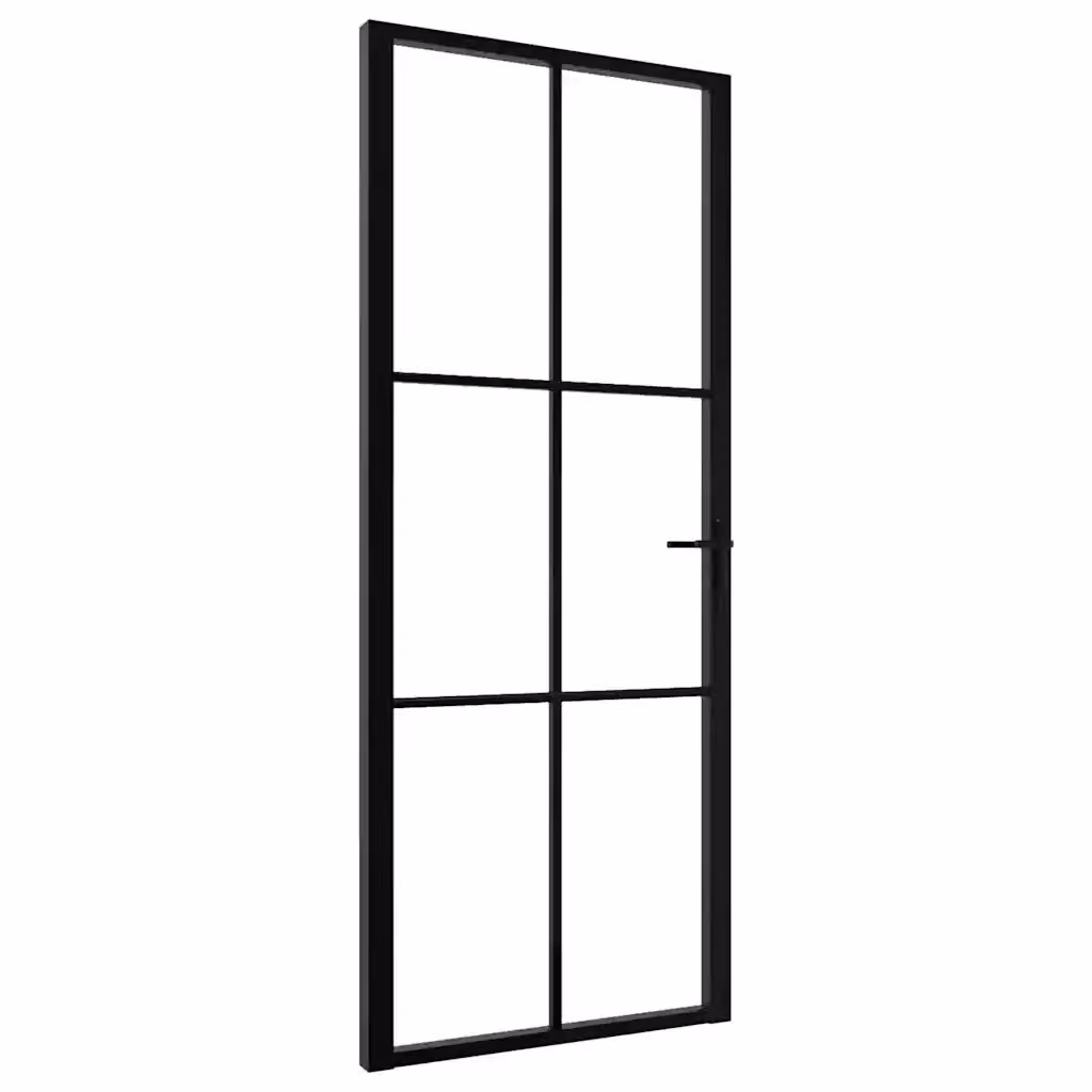 Porta Interna Scorrevole vidaXL in Vetro e Alluminio Nera e Trasparente L: 83 cm, H: 201,5 cm – 2