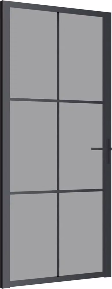 Porta Interna 93x201,5 cm Nera in Vetro ESG e Alluminio