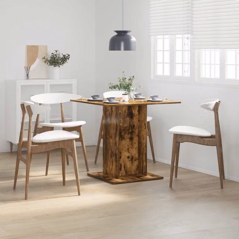 vidaXL Tavolo da Pranzo Quadrato in Legno Rovere Fumo L/P/H: 80 x 80 x 75 cm