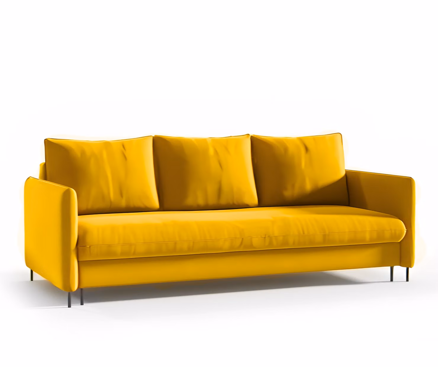 GUTTO divano letto color senape miele con funzione letto divano marrone chiaro in velluto kaki con box letto e contenitore