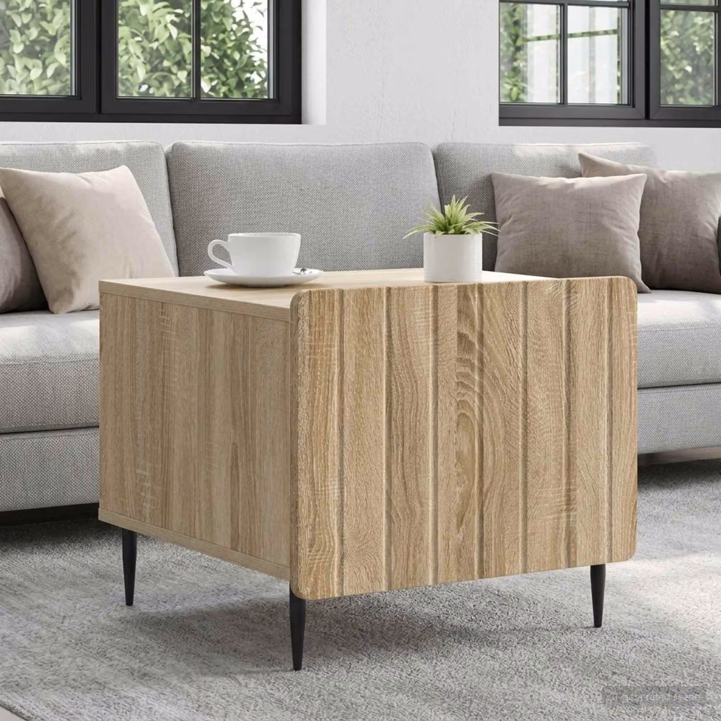 vidaXL Tavolino da salotto moderno con cassetto in Rovere Sonoma, marrone, L: 49 cm, P: 50 cm, H: 42 cm