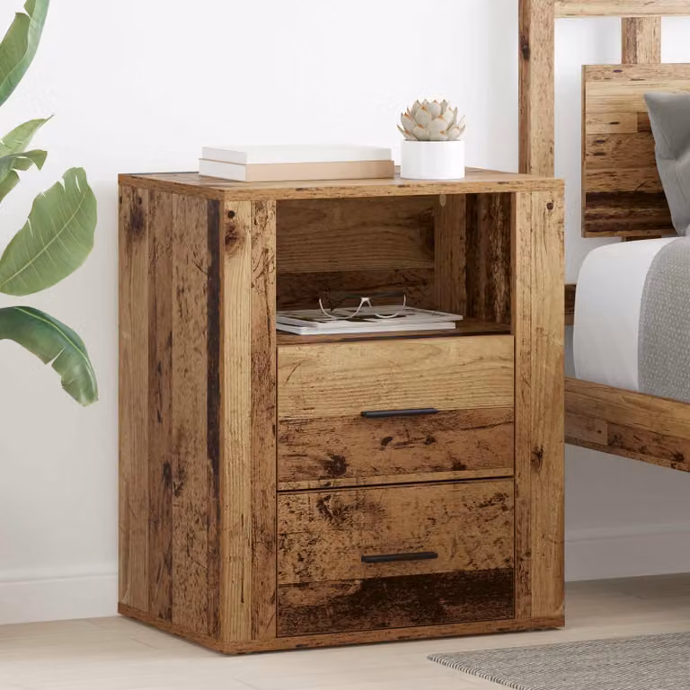 Armadio da notte vidaXL in legno effetto rustico marrone L: 35 cm, P: 50 cm, H: 60 cm