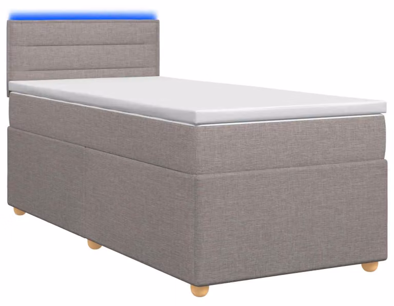 vidaXL Letto a molle con materasso e testata Taupe 90 x 200 cm in tessuto