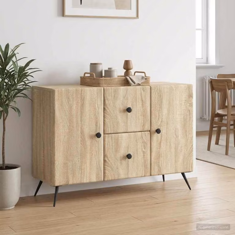 Credenza moderna vidaXL in legno ingegnerizzato color rovere sonoma marrone L: 89 cm, P: 34,5 cm, H: 60 cm