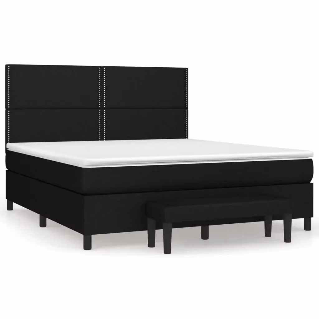 vidaXL Letto Ibrido con Giroletto a Molle e Materasso in Tessuto Nero, L 180 cm x P 200 cm – 2