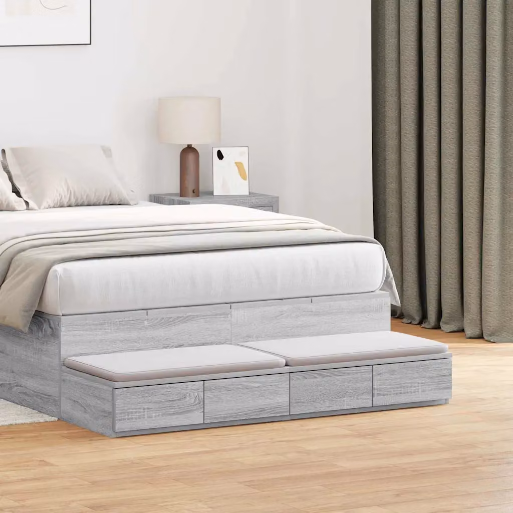 Cassetti per letto vidaXL Grigio Sonoma L 120 cm x P 36,5 cm x H 16,5 cm