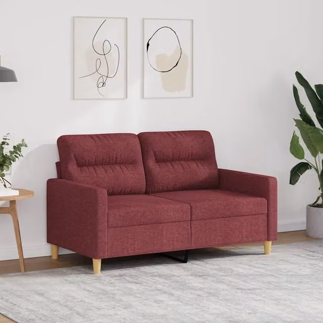Divano a 2 posti moderno VIDAXL in tessuto rosso con struttura in metallo per il tuo soggiorno L: 138 cm, P: 80 cm, H: 77 cm