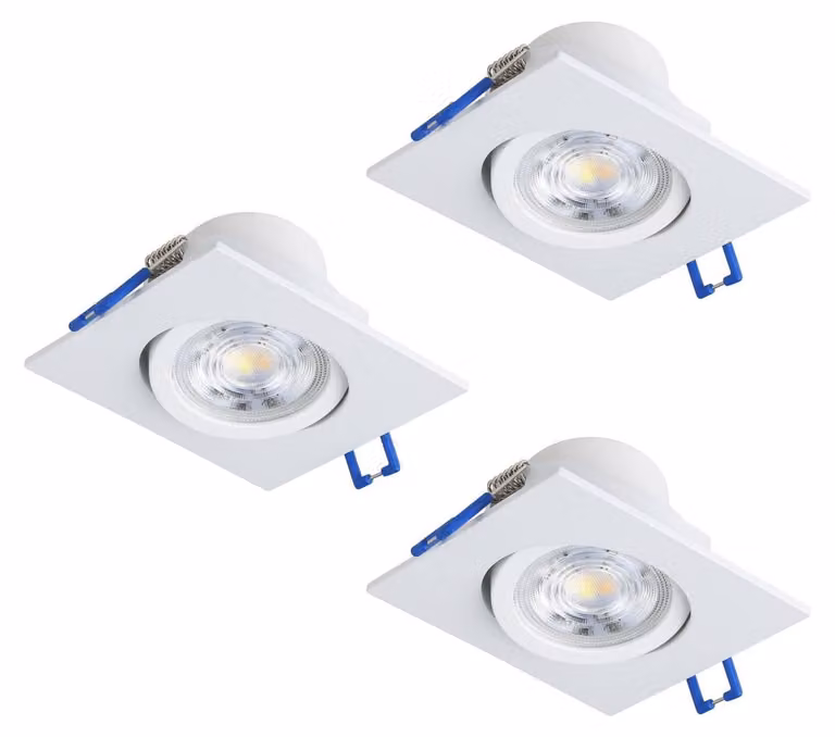 EGLO Set di 3 faretti da incasso Saliceto, con dimmer, plafoniere quadrate in alluminio bianco, luce bianco caldo, 8,8 x 8,8 cm
