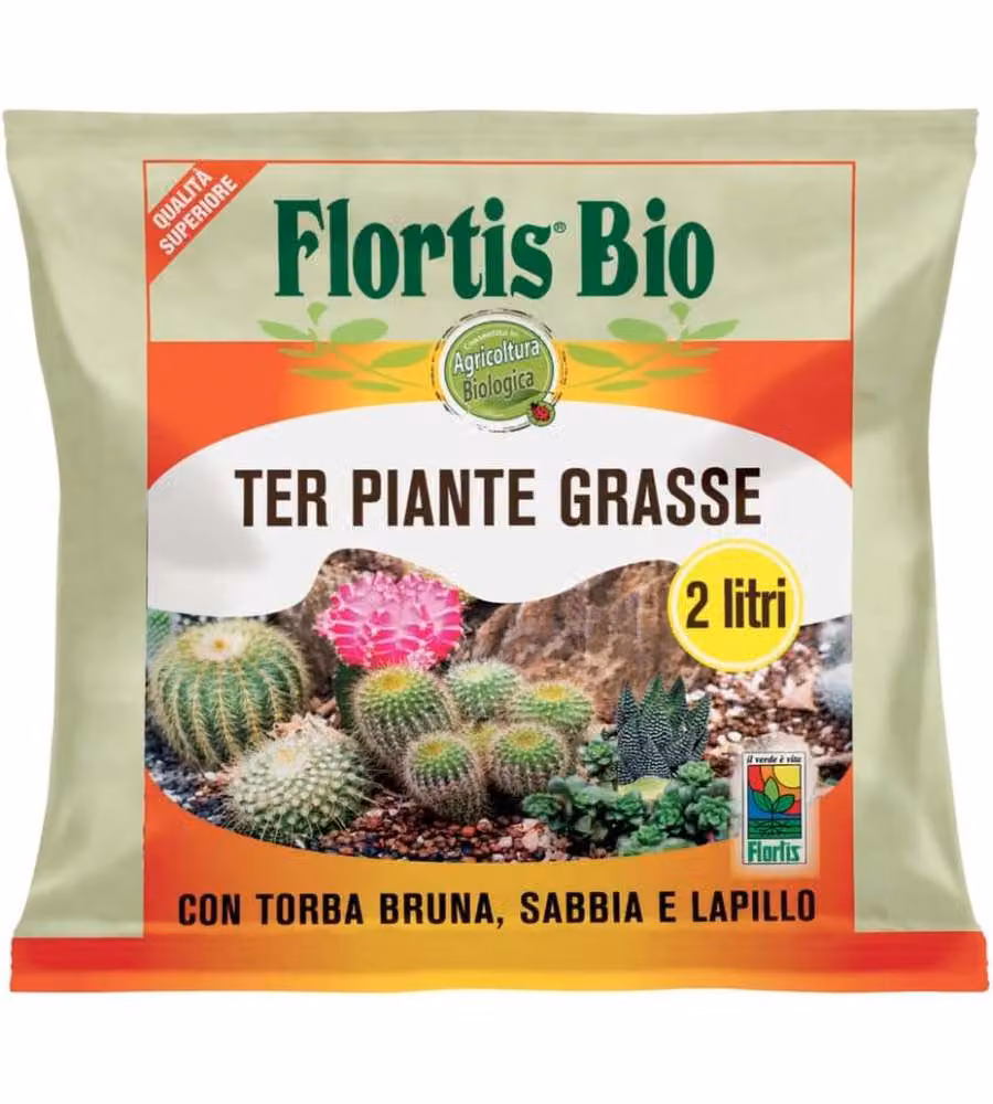 Flortis Terriccio per Piante Grasse 2L Bio con Torba e Sabbia