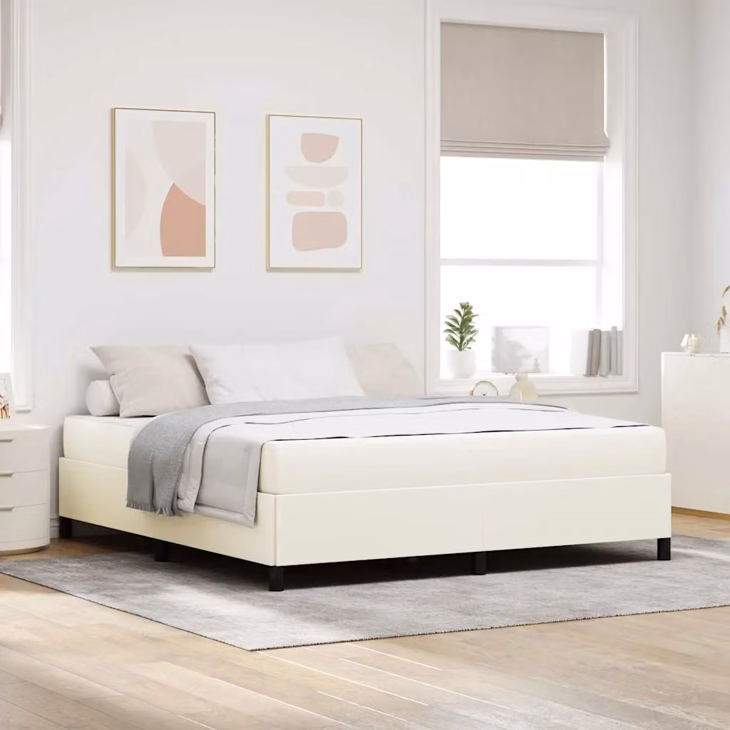 Struttura del letto con materasso vidaXL in tessuto beige, L 180 x P 200 cm