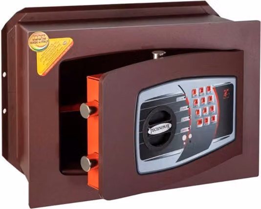 Cassaforte a muro Technomax TM/4 elettronica in acciaio marrone L: 39 cm, P: 27 cm, H: 20 cm – 1