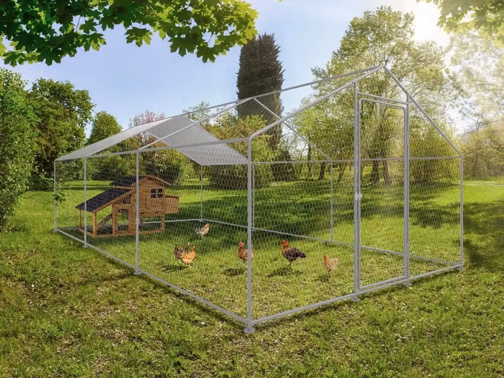 Recinto per polli Habitat et Jardin in acciaio zincato grigio, L: 6 m, P: 3 m, H: 2 m – 2