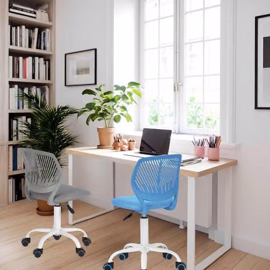 Ibenzoa® Sedia da ufficio ergonomica regolabile, grigia, con schienale traspirante