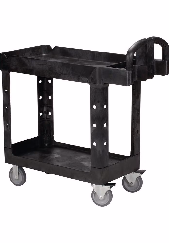 Carrello da tavolo 2 ripiani L770xL420mm nero Trgf.226kg montanti/piano di carico PP