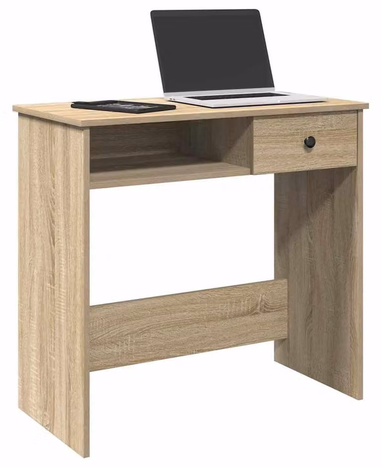 Scrivania Sonoma in legno di quercia, con ampio piano e spazio contenitivo