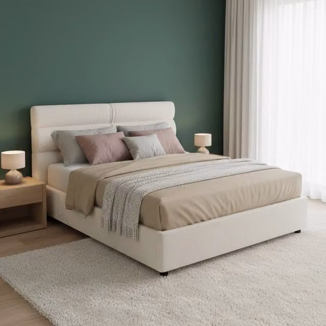 Letto Briosco con contenitore a sollevamento e materasso incluso, Made in Italy, Beige, L/P/H: 120 x 200 x 31 cm – 1