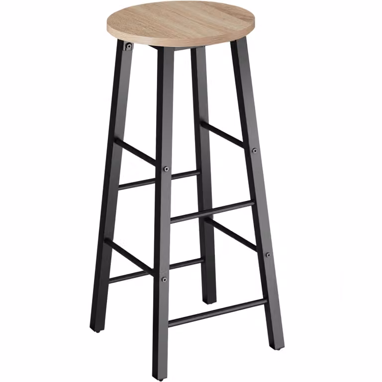 Sgabelli da bar Keynes di tectake in stile industriale, legno rovere e metallo nero, H: 72,5 cm