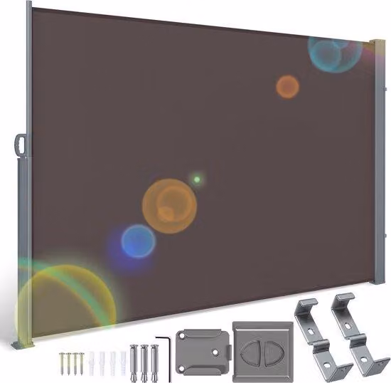 Schermo antivento a tenuta stagna - Monobraccio - 180x300 cm - Pieghevole - Per giardino - Tenda - Parasole - Ombra - Terrazze - Parasole - marrone
