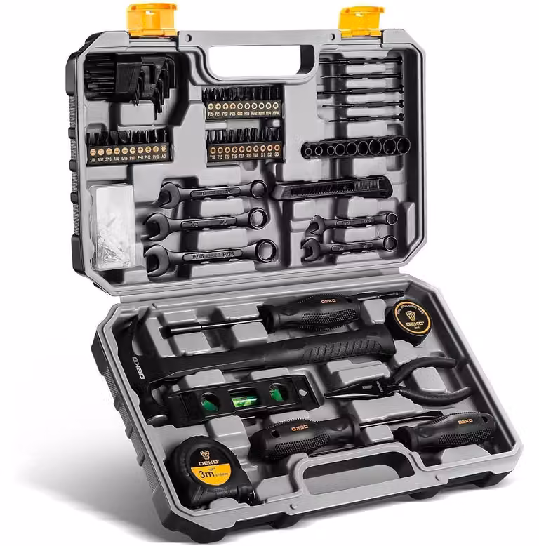Kit di attrezzi completo, 148 pezzi, grigio, universale, per uso domestico, officina e fai-da-te