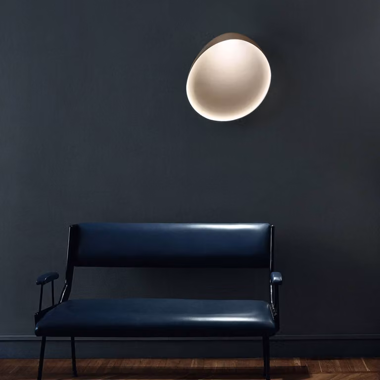 Foscarini Applique da parete di design Lake, dimmerabile, Crema / Ambra, Soggiorno / Sala da pranzo, Plastica, Design, Applique