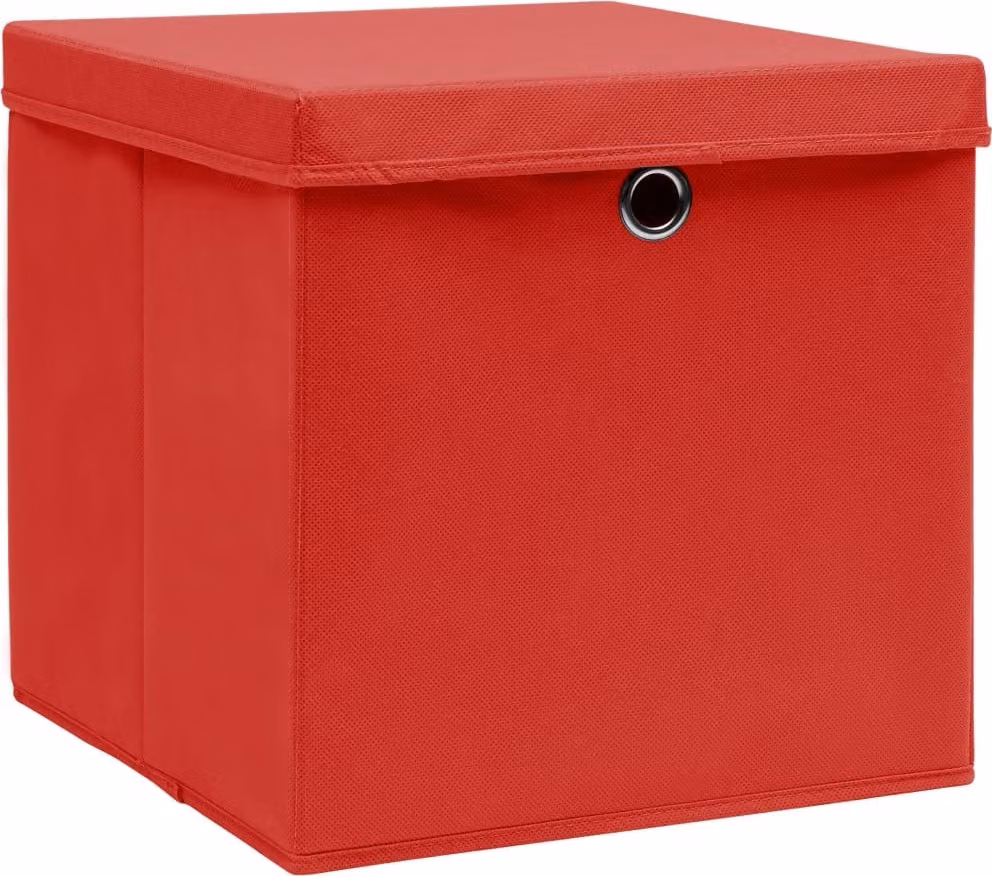 vidaXL Scatole con coperchio 4 pezzi 28x28x28 cm Rosso