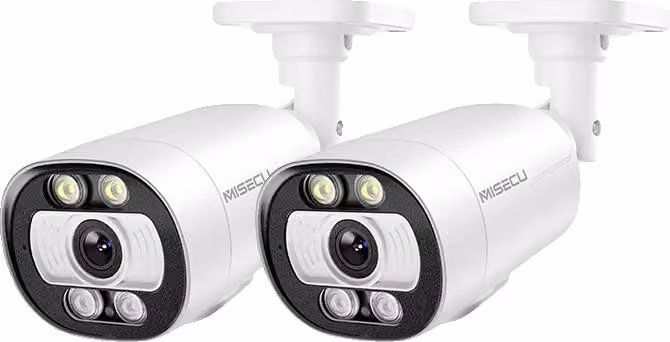 Telecamera IP per esterni, rilevamento umano AI, visione notturna a colori, 2 telecamere POE da 5MP