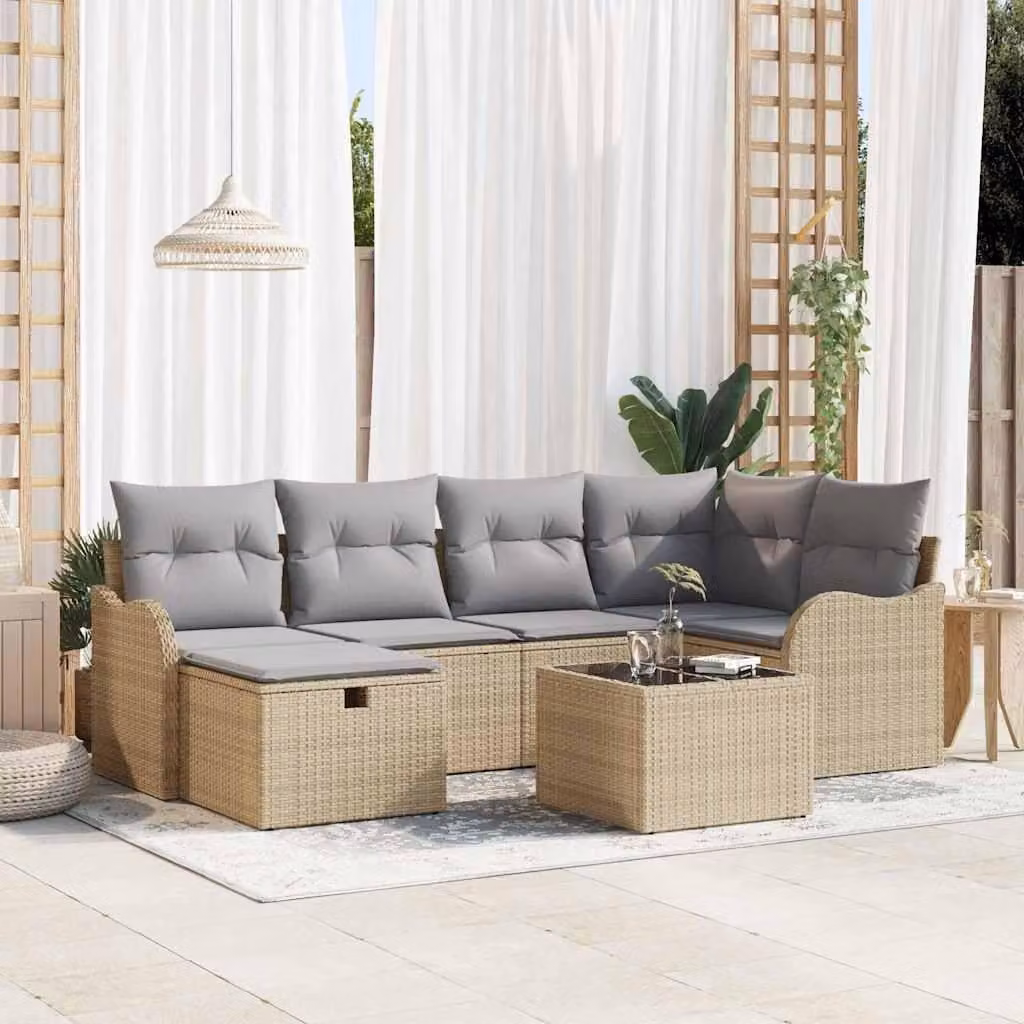 Maison Exclusive - Set da giardino composto da 7 pezzi, divano in rattan sintetico