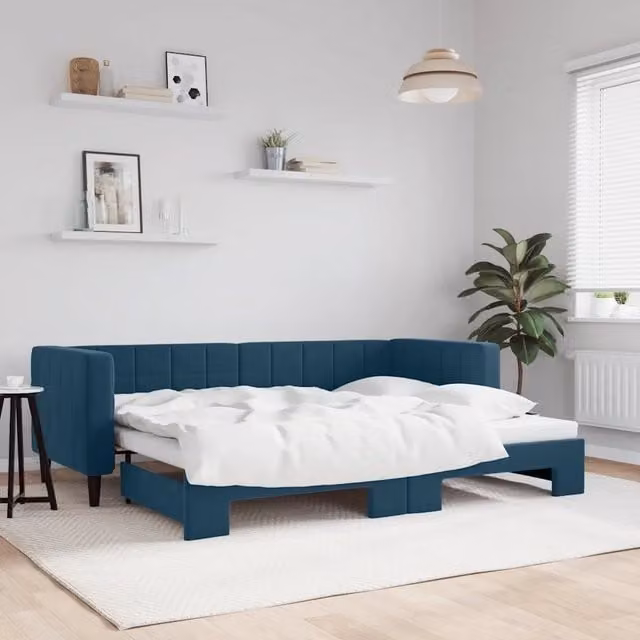 Divano Letto con Letto Estraibile-Sofa Letto-Daybed Blu 80x200 cm in Velluto 799139