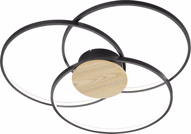 Plafoniera Applique Interno Led 3 Cerchi Nera Dimmer Sedona GD Trio