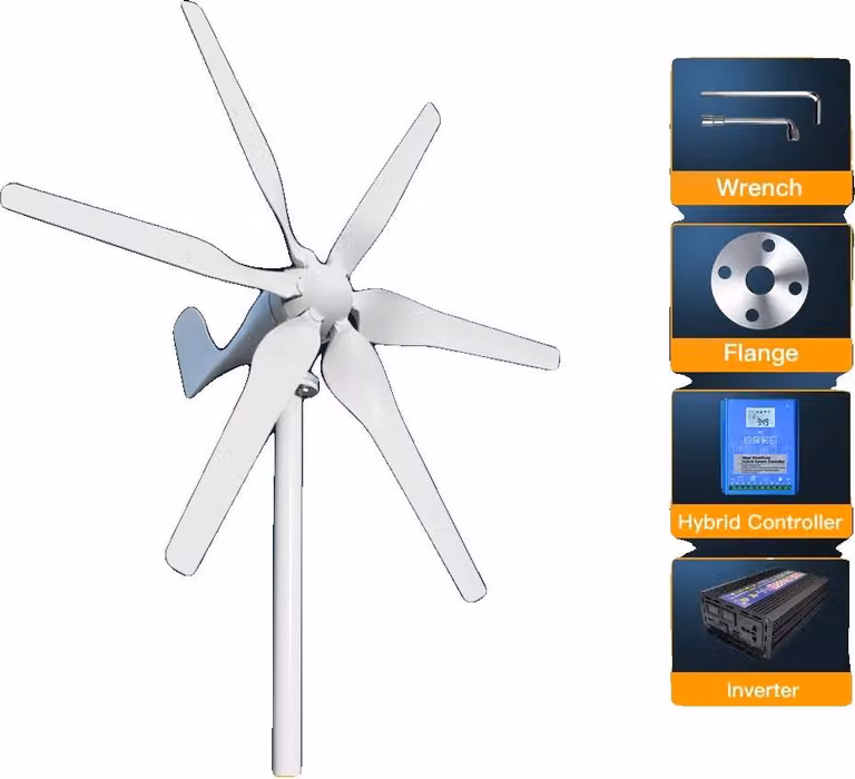 Generatore eolico, 3000 W, bassa velocità di avvio, controller ibrido, impianto isolato 2-b, 3000 W-b, 48 V