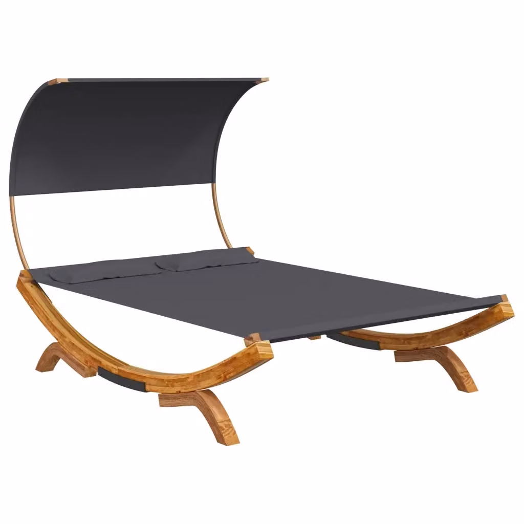 vidaXL Lettino con Tettuccio in Legno Trattato Antracite L: 165 cm, P: 203 cm, H: 126 cm – 2