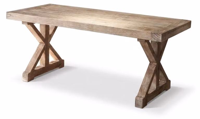 Tavolo da pranzo in legno massello, stile rustico, con struttura a croce