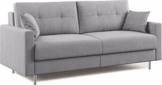 Divano letto matrimoniale Megan Divani.Store in microfibra smacchiabile grigio L: 208 cm, Materasso: 160 x 200 cm