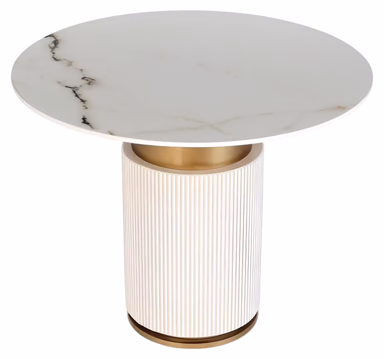 Stilvoller Runder Weißer Esstisch Esszimmer Designer Holztisch