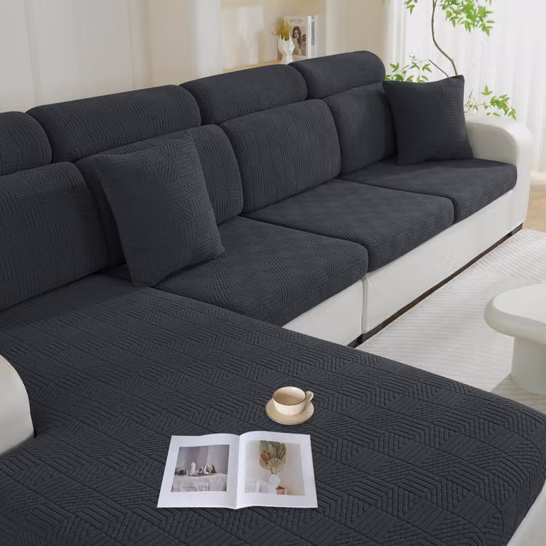 Copertura elastica impermeabile per cuscini da seduta, universale, adatta a divani a 1 posto, divani angolari 3+1 e chaise longue, colore grigio scuro