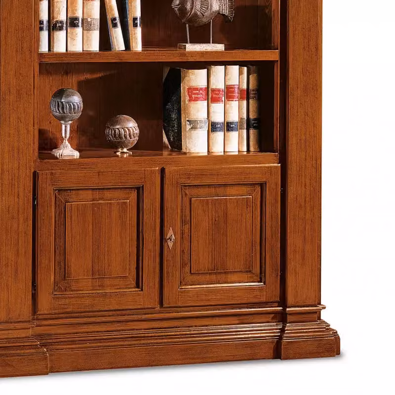 Libreria a giorno in legno massello marrone con 3 vani e 2 porte Mobili 2G L/P/H: 145 x 50 x 202 cm – 2