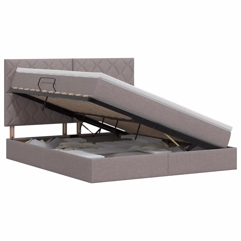 Letto con contenitore moderno vidaXL in tessuto beige e grigio L: 160 cm, P: 200 cm, H: 140 cm – 2