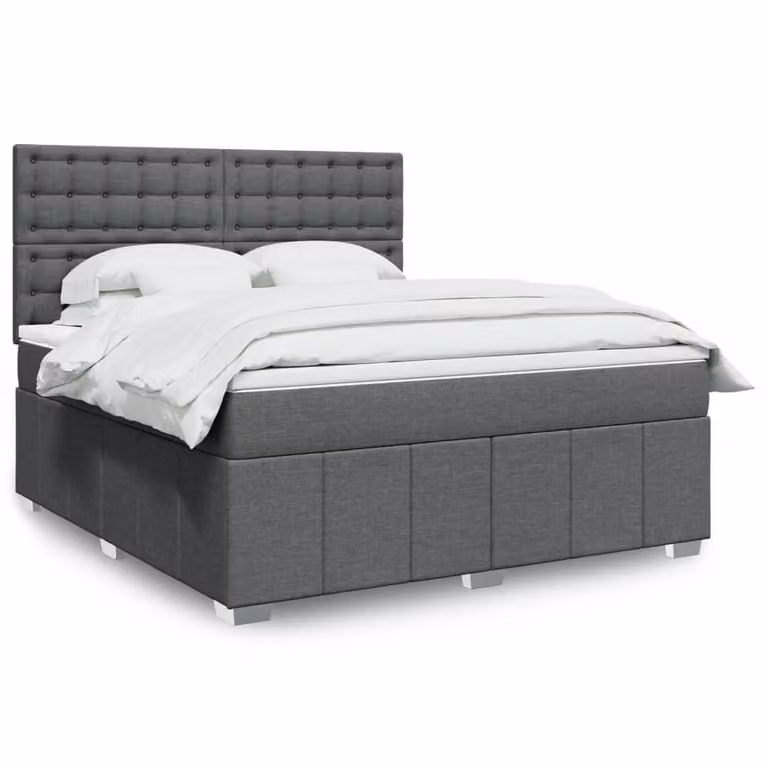 vidaXL Letto Ibrido con Materasso in Tessuto Grigio e Bianco L/P: 180 x 200 cm