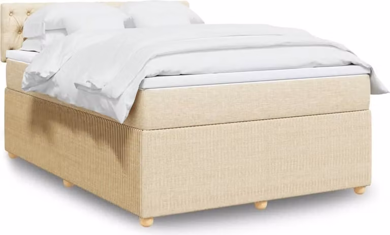 Maison Exclusive - Letto boxspring con materasso Crema 140x190 cm Tessuto