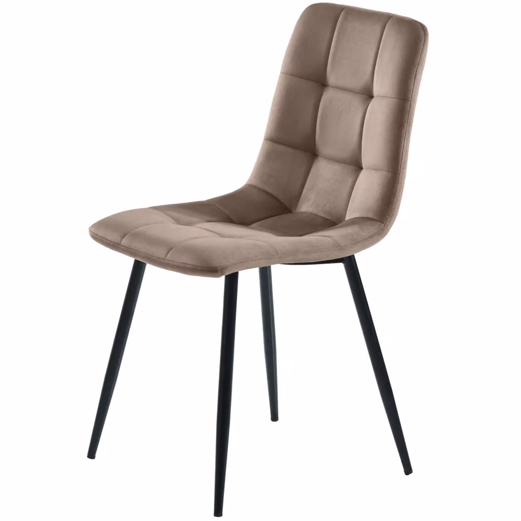 Set di 4 sedie da pranzo MIVRAY in velluto marrone con schienale trapuntato e gambe in metallo – 2