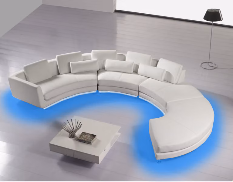 Ecksofa Moderne Rundcouch Runde Eck Polster Sofa Sitz Garnitur Leder Couch + USB