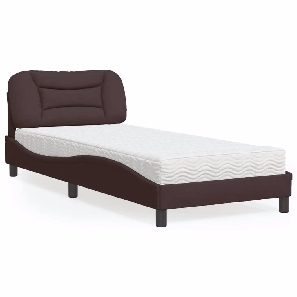 Letto con Materasso Hvar Marrone Scuro 90x190 cm in Tessuto
