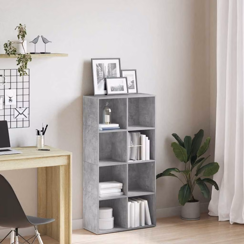 Libreria/Credenza vidaXL in Legno Multistrato e MDF, Grigio, L: 66 cm, P: 30 cm, H: 130 cm