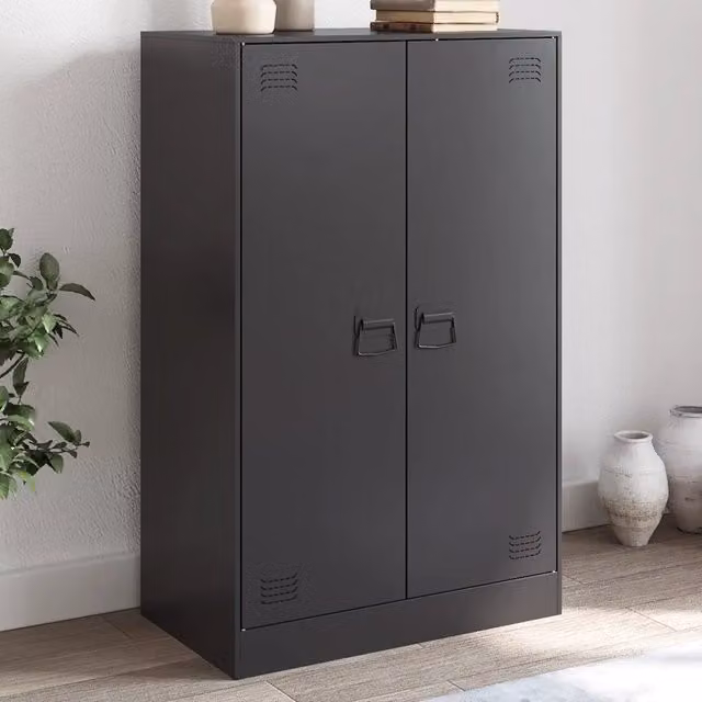Credenza moderna in metallo nera vidaXL L: 67 cm, P: 39 cm, H: 107 cm
