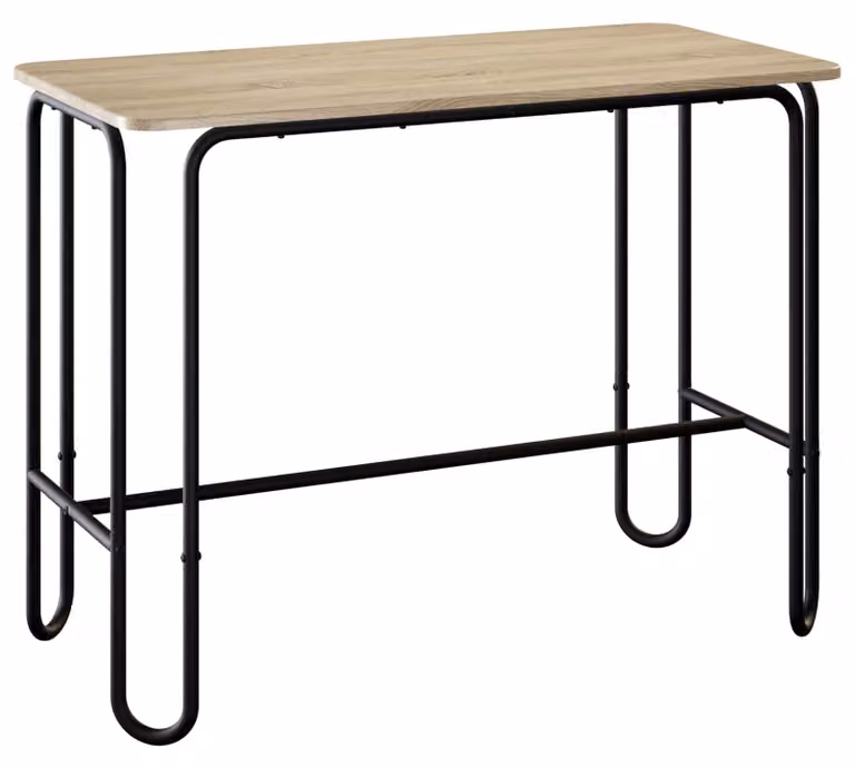 Tavolo con gambe in acciaio e piano in legno