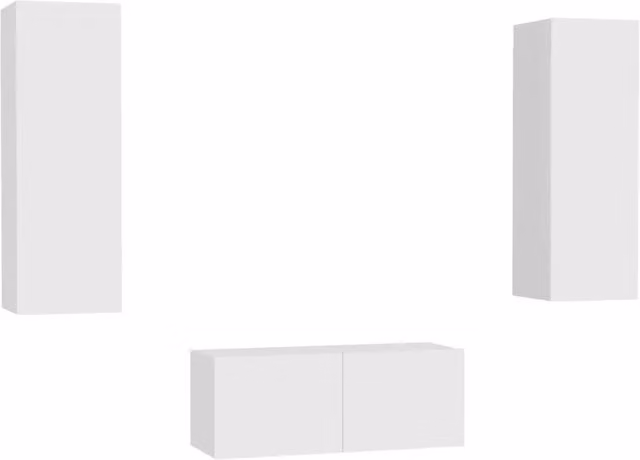 Set Mobili Porta TV 3 pz | Armadietto TV | Mobile Porta TV Bianco in Legno Multistrato