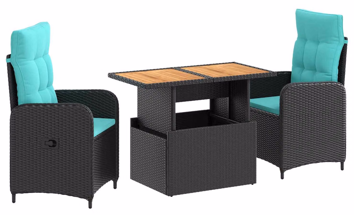 Set da tavolo da esterno, 3 pezzi, in rattan sintetico