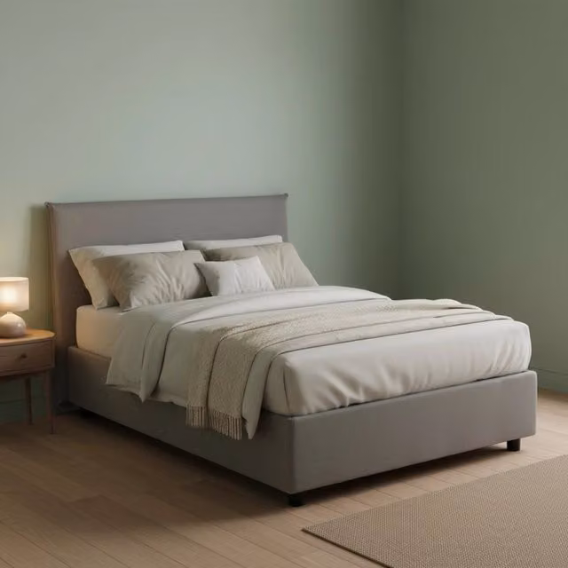 Letto Alush Talamo Italia con contenitore a sollevamento e materasso incluso, Grigio, L/P/H: 120 x 200 x 35 cm