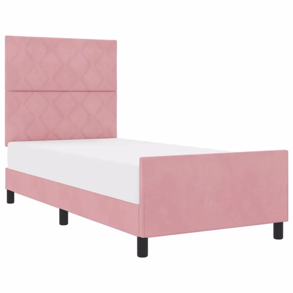 Letto a molle con testiera vidaXL in velluto rosa L/P/H: 200 x 90 x 140 cm – 2